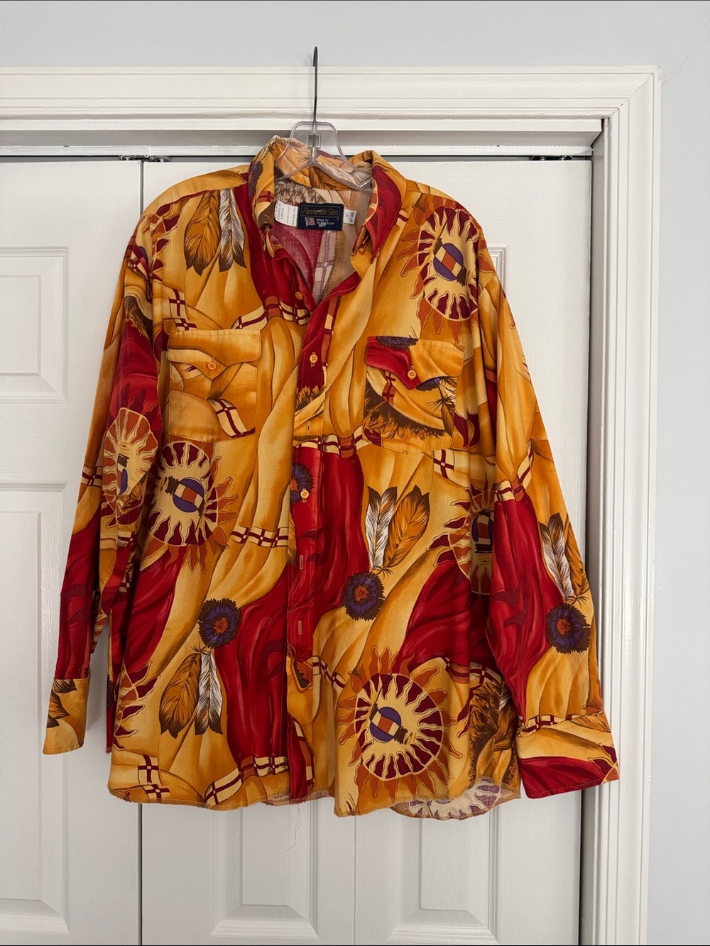 Panhandle Slim Men's Yellow & Red Printed Button-Down Shirt